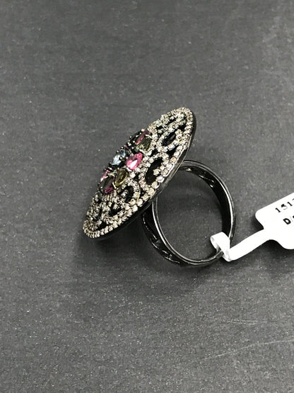 DIAMOND AND MULTI TOURMALINE RINGS
