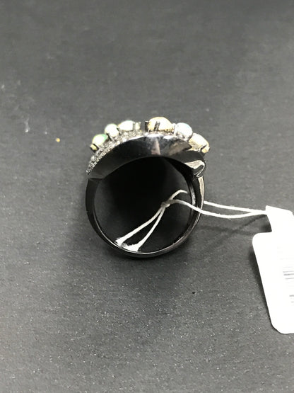 Silver Pave Diamond Ring .925 Oxidized Sterling Silver Diamond Ring, Genuine handmade pave diamond Ring Size Approx 1.80"(45 x 25 MM)