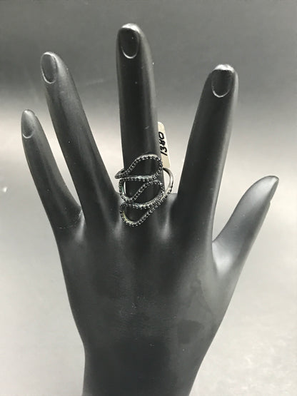 Black Spinel Ring .925 Oxidized Sterling Silver Black Spinal Ring, Genuine handmade pave Black Spinal Ring Size Approx 1.16"(19x29 mm)