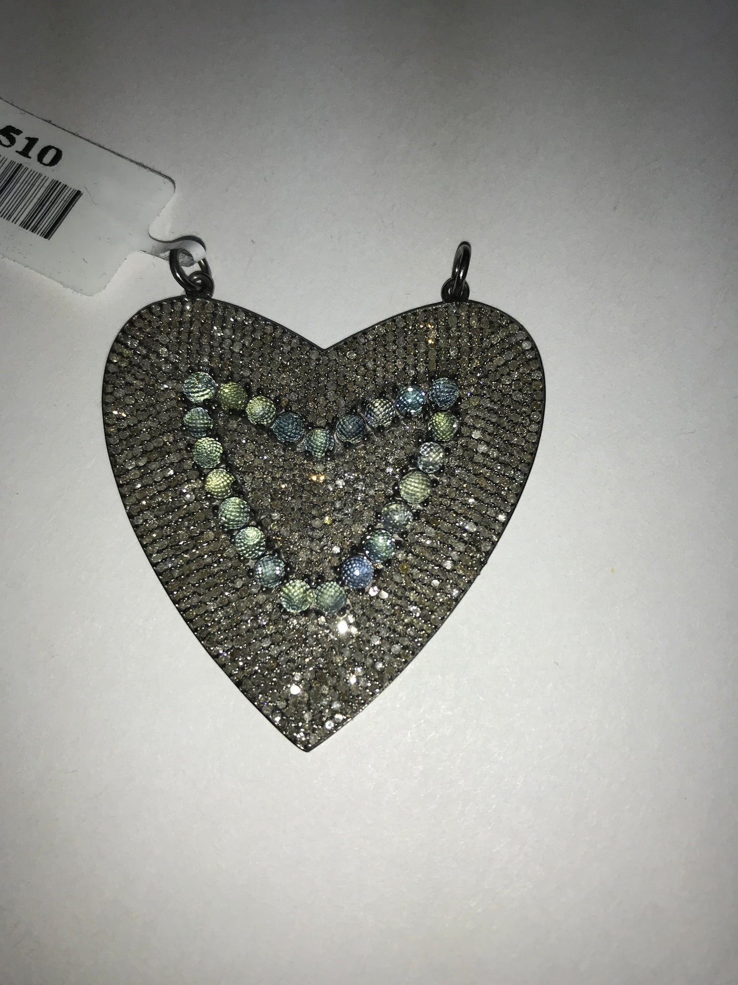 Heart Shape Diamond Charm .925 Oxidized Sterling Silver Diamond Charms, Genuine handmade pave diamond Charm Size Approx 1.80"(45 MM)