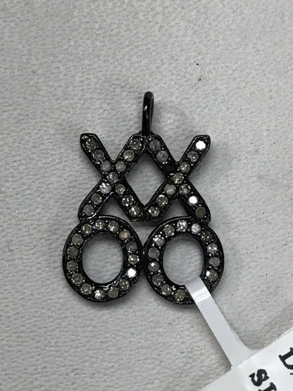 XXOO Diamond Charm .925 Oxidized Sterling Silver Diamond charm, Genuine handmade pave diamond charm Size Approx 0.80"(15 x 20 MM)