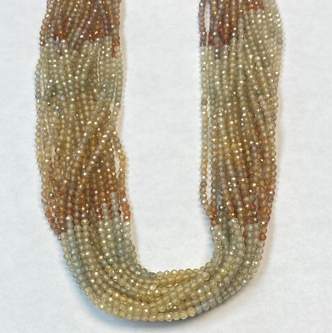 ZIRCON, MULTI ZIRCON BEADS ROUND FACETED 3-4MM