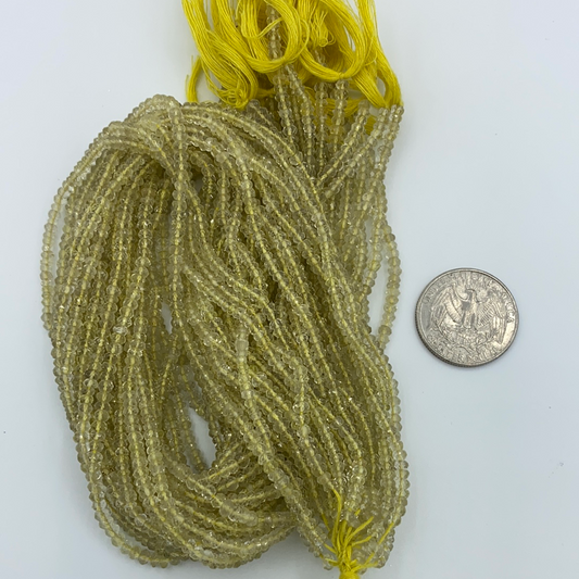 Quartz, Lemon Quartz Beads Facetted 3-4mm