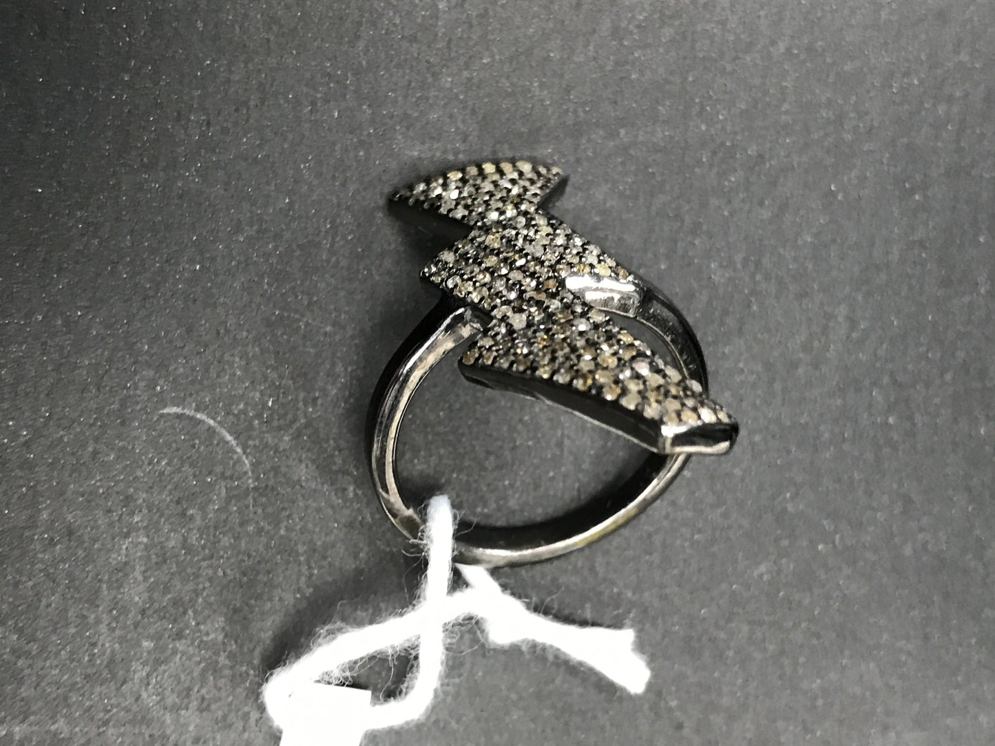 Diamond Lightning Diamond Ring, Pave Diamond Ring, Pave Lightning Ring, Approx 28 x 13mm. Sterling Silver