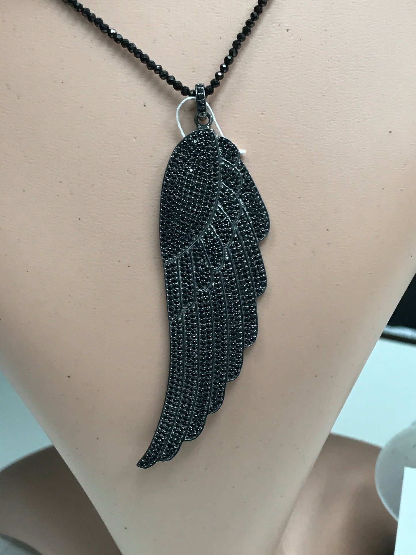 Wings Black Spinel Charm,