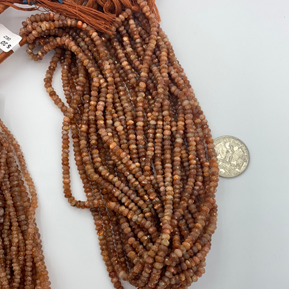 Sunstone Roundel Beads Facetted 3-4mm