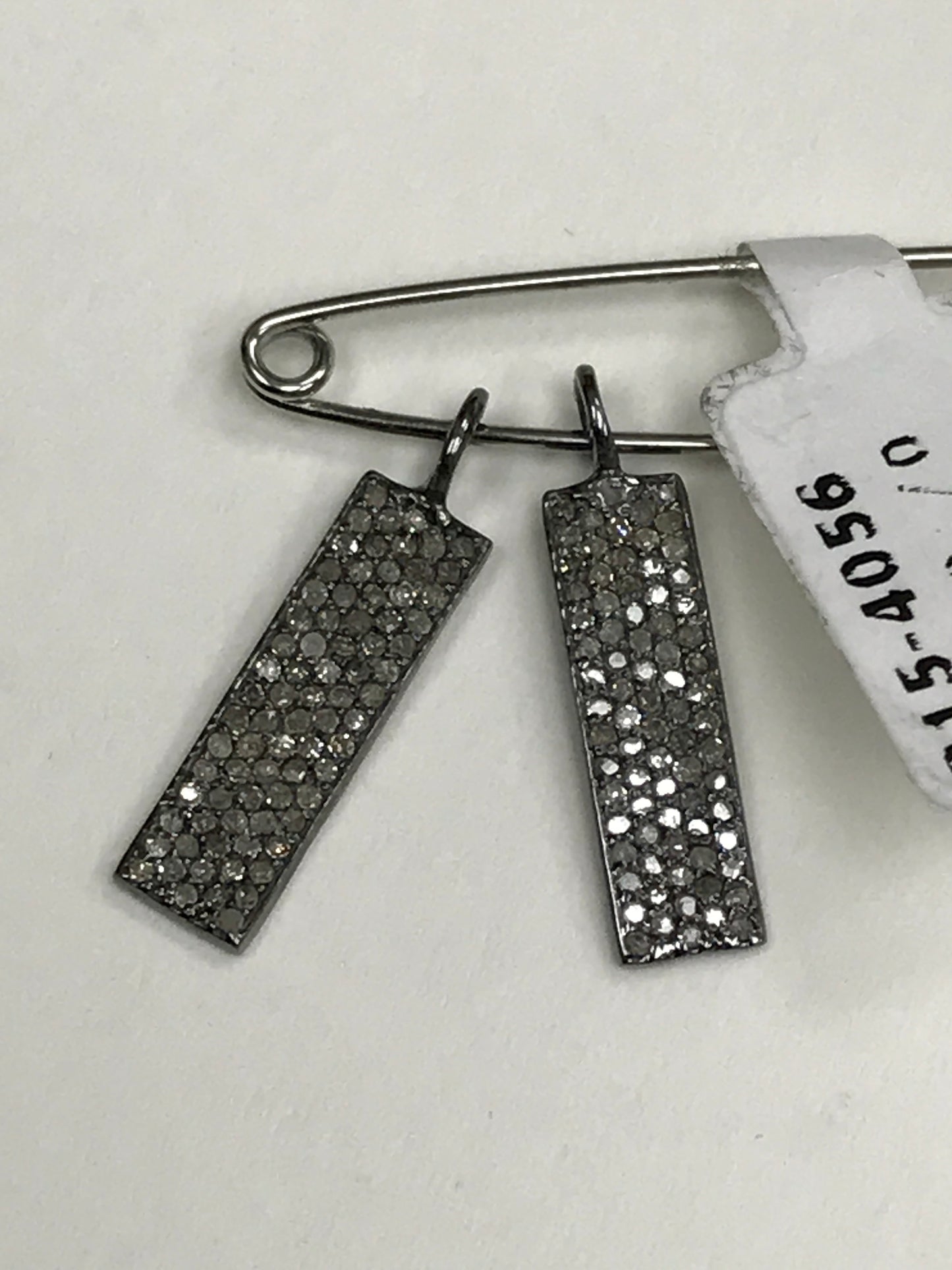 Rectangle Diamond Charms .925 Oxidized Sterling Silver Diamond Charms, Genuine handmade pave diamond Charm Size Approx 0.72"(6 x 18 mm)