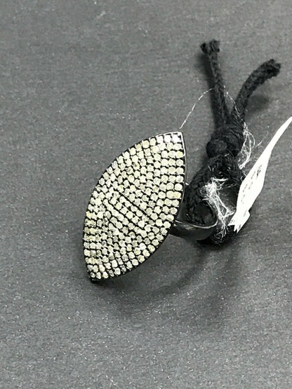 Pave Diamond Ring .925 Oxidized Sterling Silver Diamond Ring, Genuine handmade pave diamond Ring Size Approx 1.16"(14 x 29 MM)