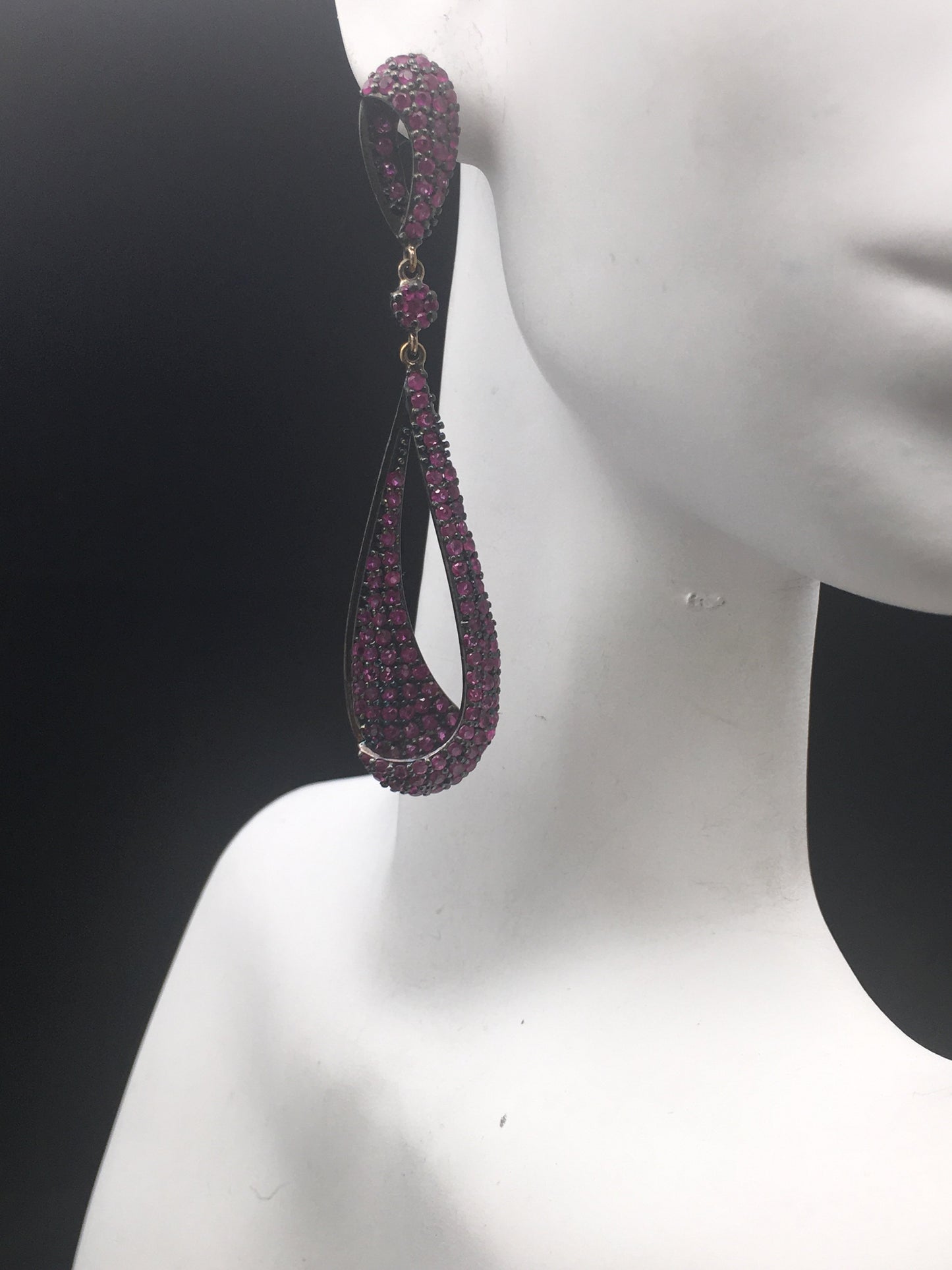 Diamond and Silver Black Rhodium Finish Earrings
