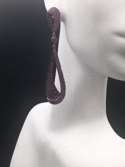 Diamond and Silver Black Rhodium Finish Earrings