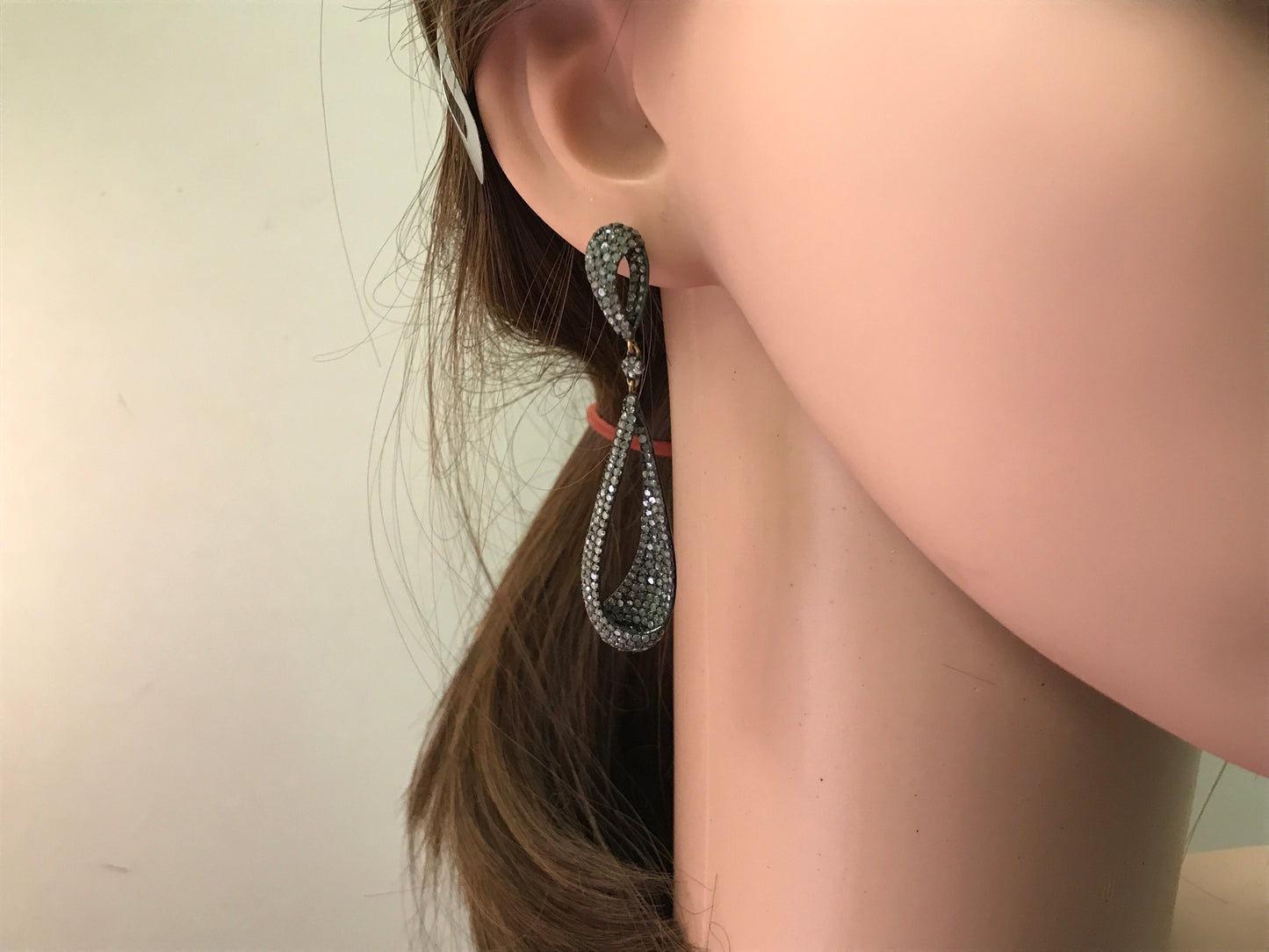 Diamond and Silver Black Rhodium Finish Earrings