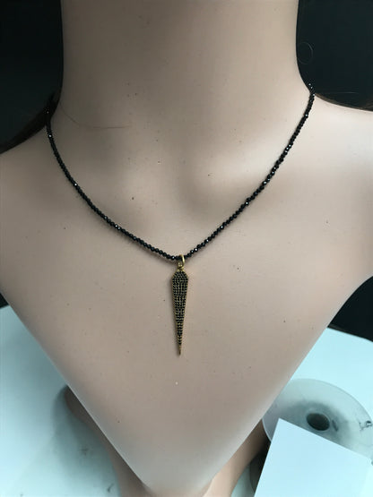 Spike Black Spinel Charm