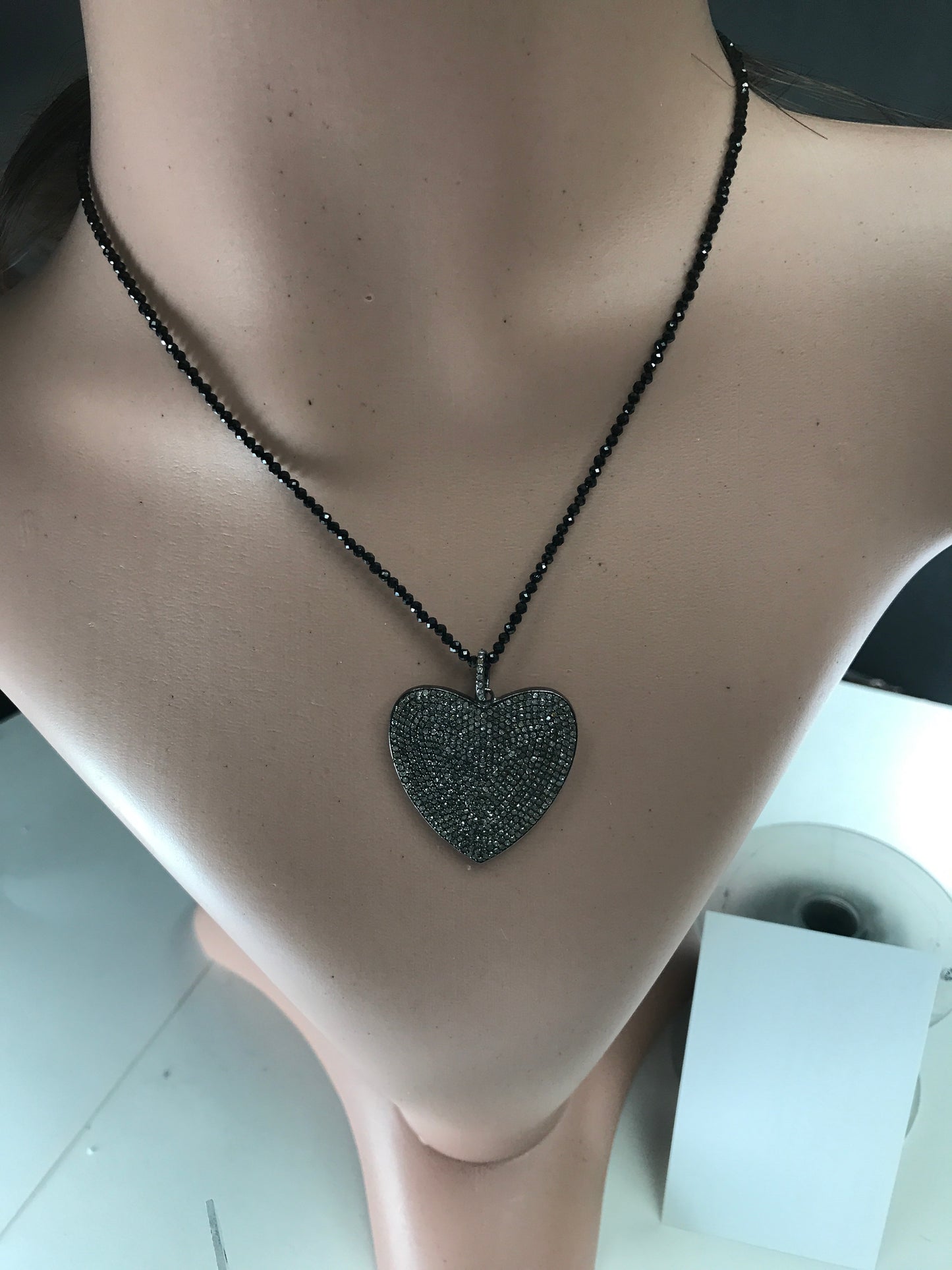 Diamond  Heart Shape Pendant, Pave Diamond Pendant, Pave Heart Shape Necklace, Approx 30 x  30mm. Sterling Silver