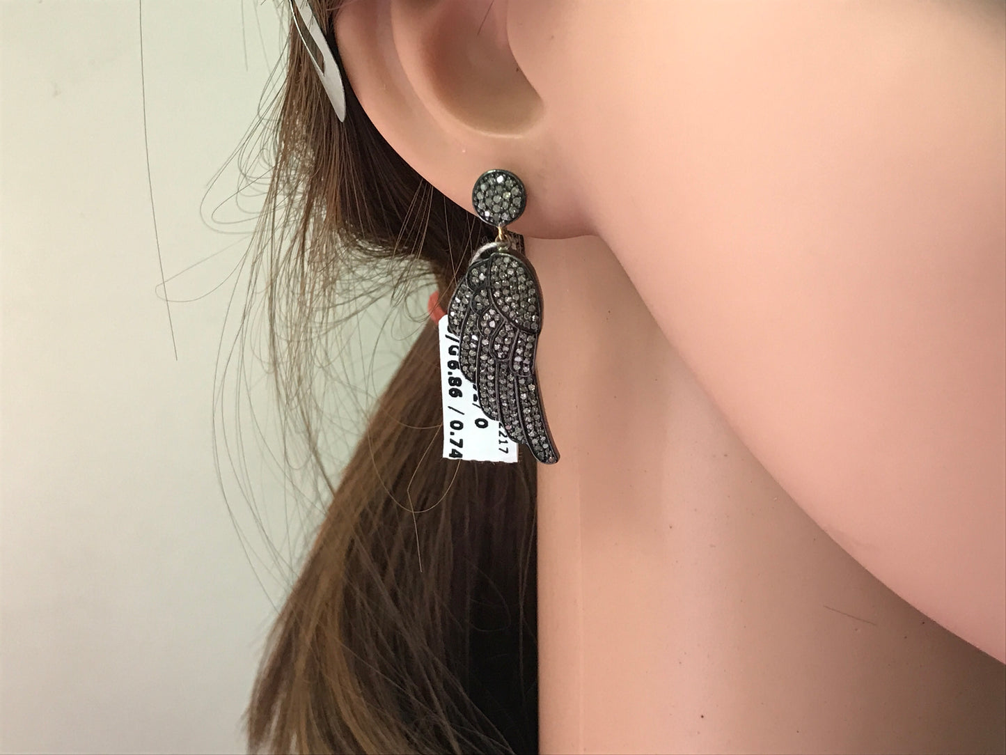 Diamond and Silver Black Rhodium Finish Earring