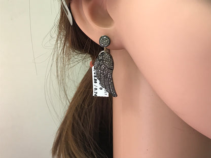 Diamond and Silver Black Rhodium Finish Earring