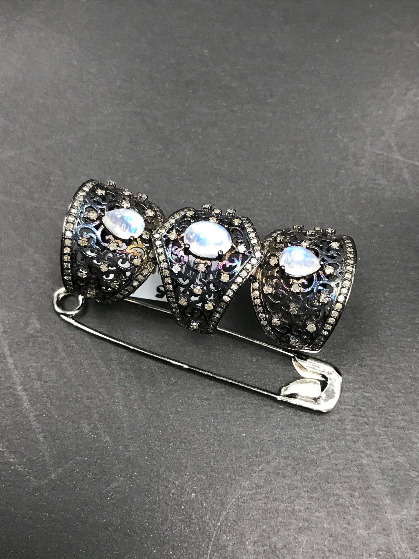 Knuckle Sterling Silver Ring Diamond And Gemstones
