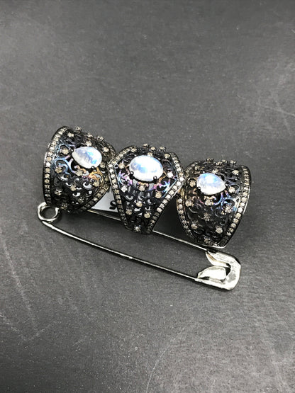 Knuckle Sterling Silver Ring Diamond And Gemstones