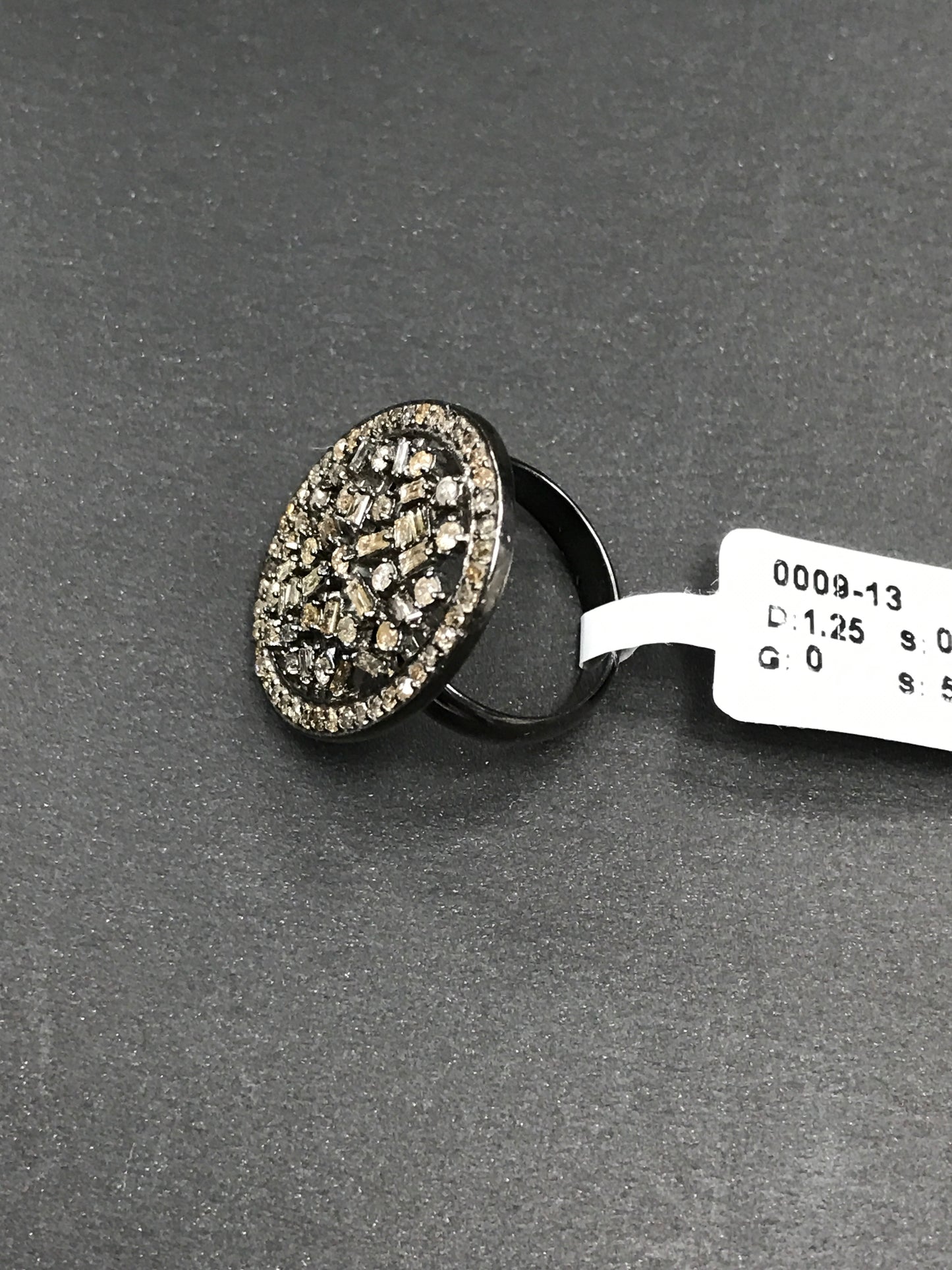 Oval Pave Diamond Ring .925 Oxidized Sterling Silver Diamond Ring, Genuine handmade pave diamond Ring