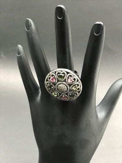 DIAMOND AND MULTI TOURMALINE RINGS