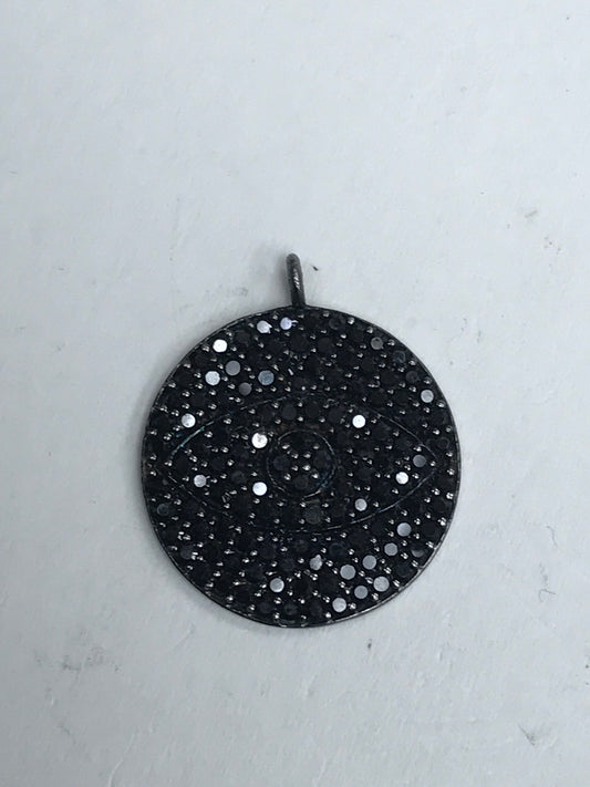 Overlap Circle Black Spinel Charm