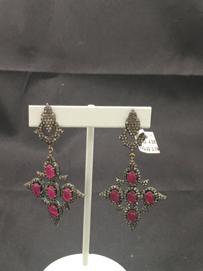 DESIGNER PARTY EARRING WITH DIAMOND AND GEMSTONES