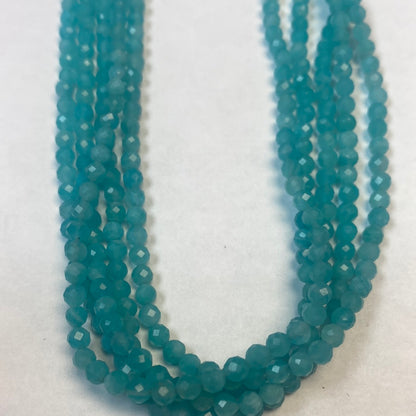 AMAZONITE BLUE BEADS ROUND FACETED 3-4MM