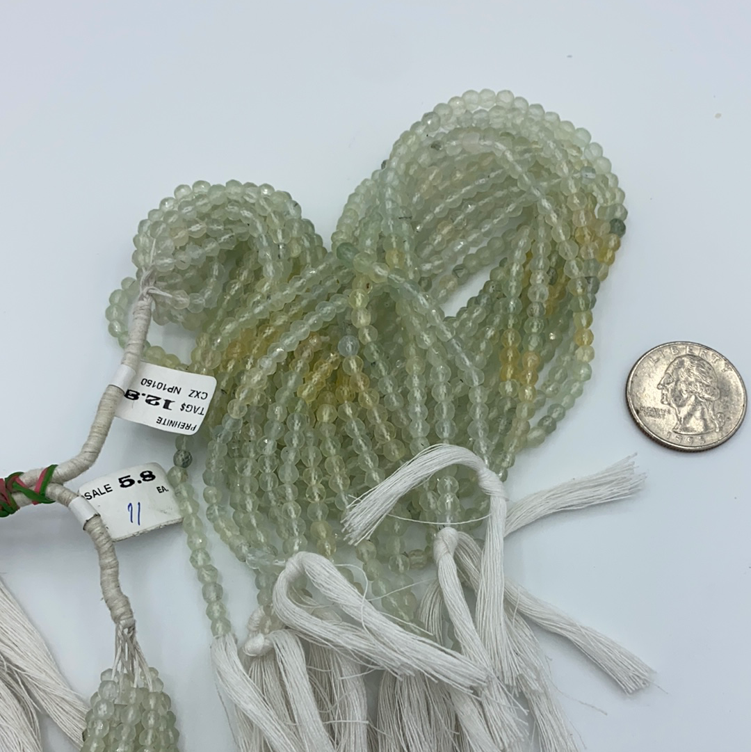 Prehnite Beads Facetted 3-4mm