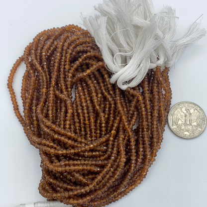 Garnet, Hessonite Roundel Beads Facetted 3-4mm