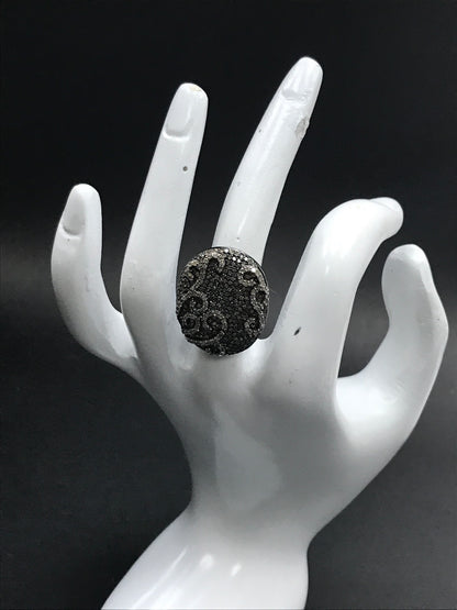 Diamond and Silver Black Rhodium Finish Rings