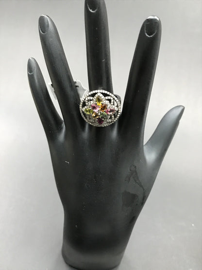 Diamond and Multi Tourmaline Rings