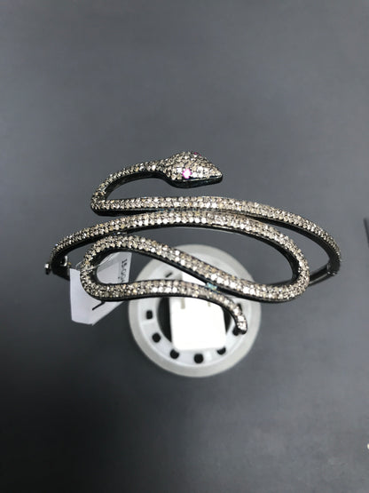 Diamond and Silver Ruby Stone Black Rhodium Finish Bracelets
