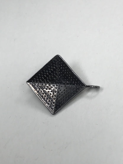 Diamond Pyramid Pendant, Pave Diamond Pendant,Pave Pyramid Necklace, Approx 14 x 14mm. Sterling Silver