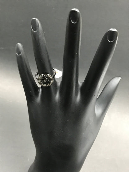 Diamond and Silver Black Rhodium Finish Ring