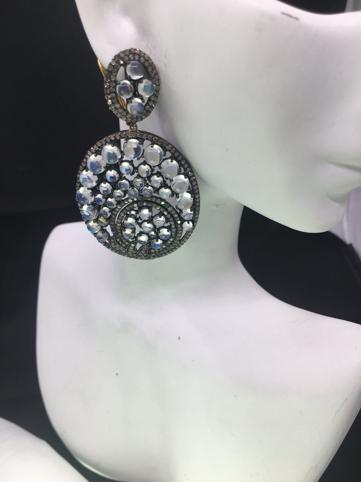 MOONSTONE AND DIAMOND EARRING