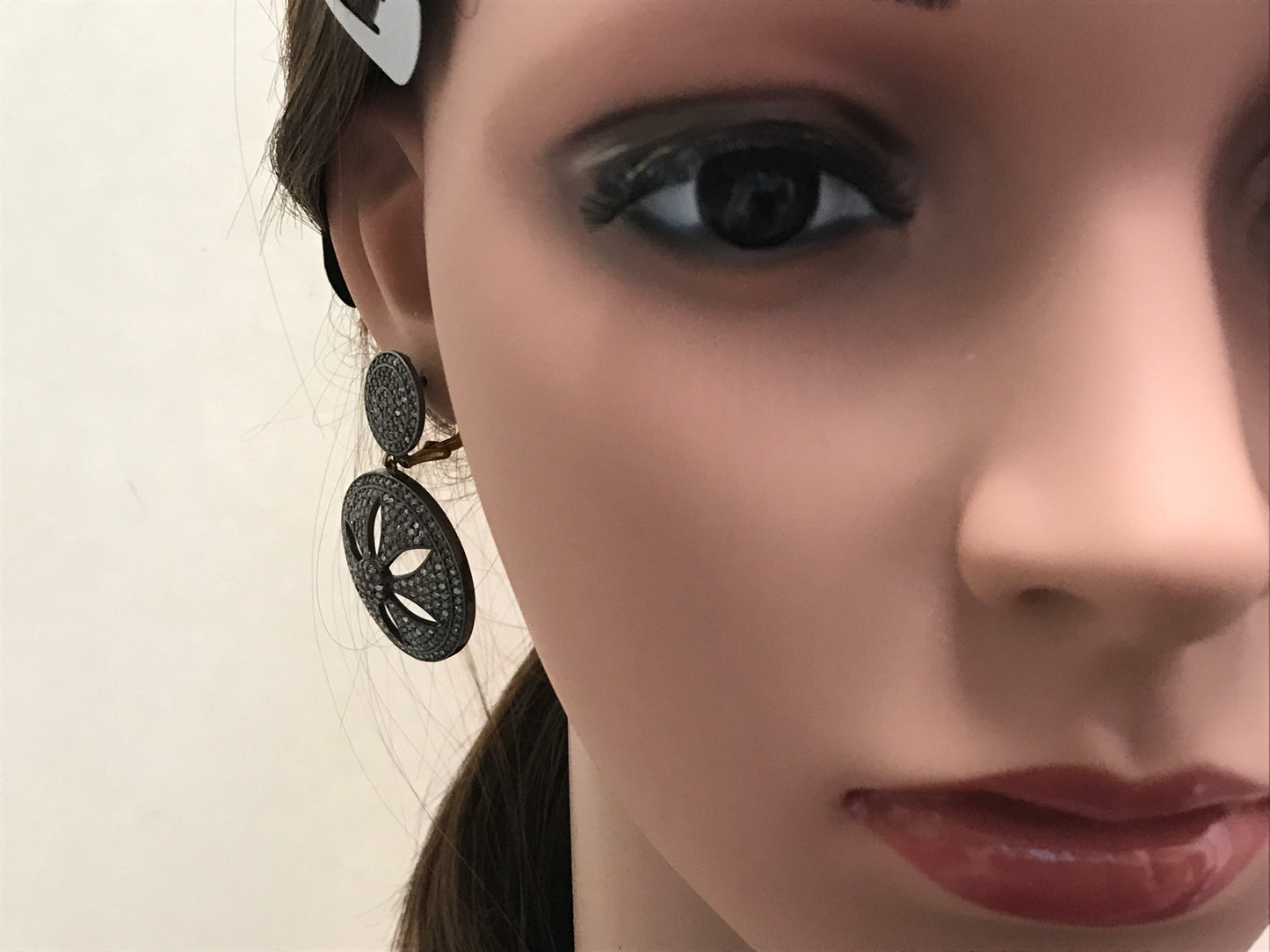 Fancy Round Flower Shape Diamond Earring