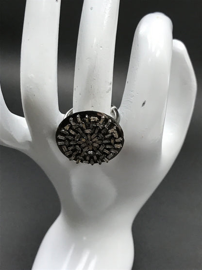 Silver Pave Tapered Baguette Diamond Ring .925 Oxidized Sterling Silver Diamond Ring, Genuine handmade pave diamond Ring Size Approx 1.20"(30 MM)