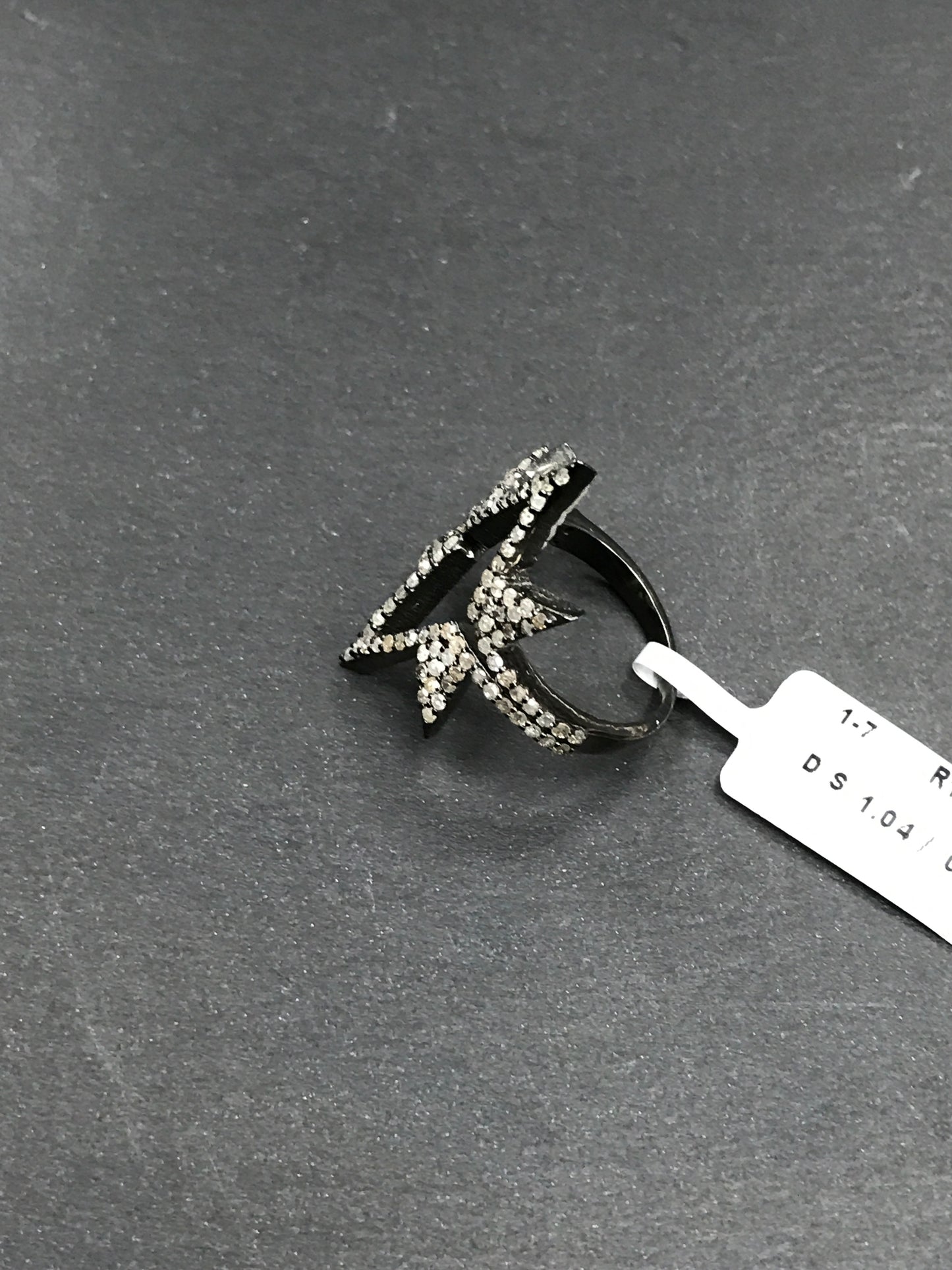 Diamond Double Crown Diamond Ring, Pave Diamond Ring, Pave Double Crown Ring, Approx 26 x 22mm. Sterling Silver