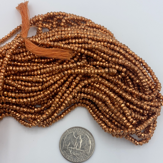 Pyrite Coated Beads Facetted 3-4mm