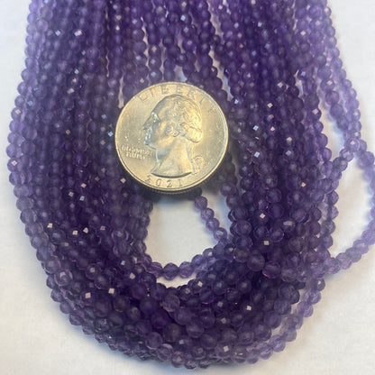 AMETHYST BEADS ROUND FACETED 3-4MM
