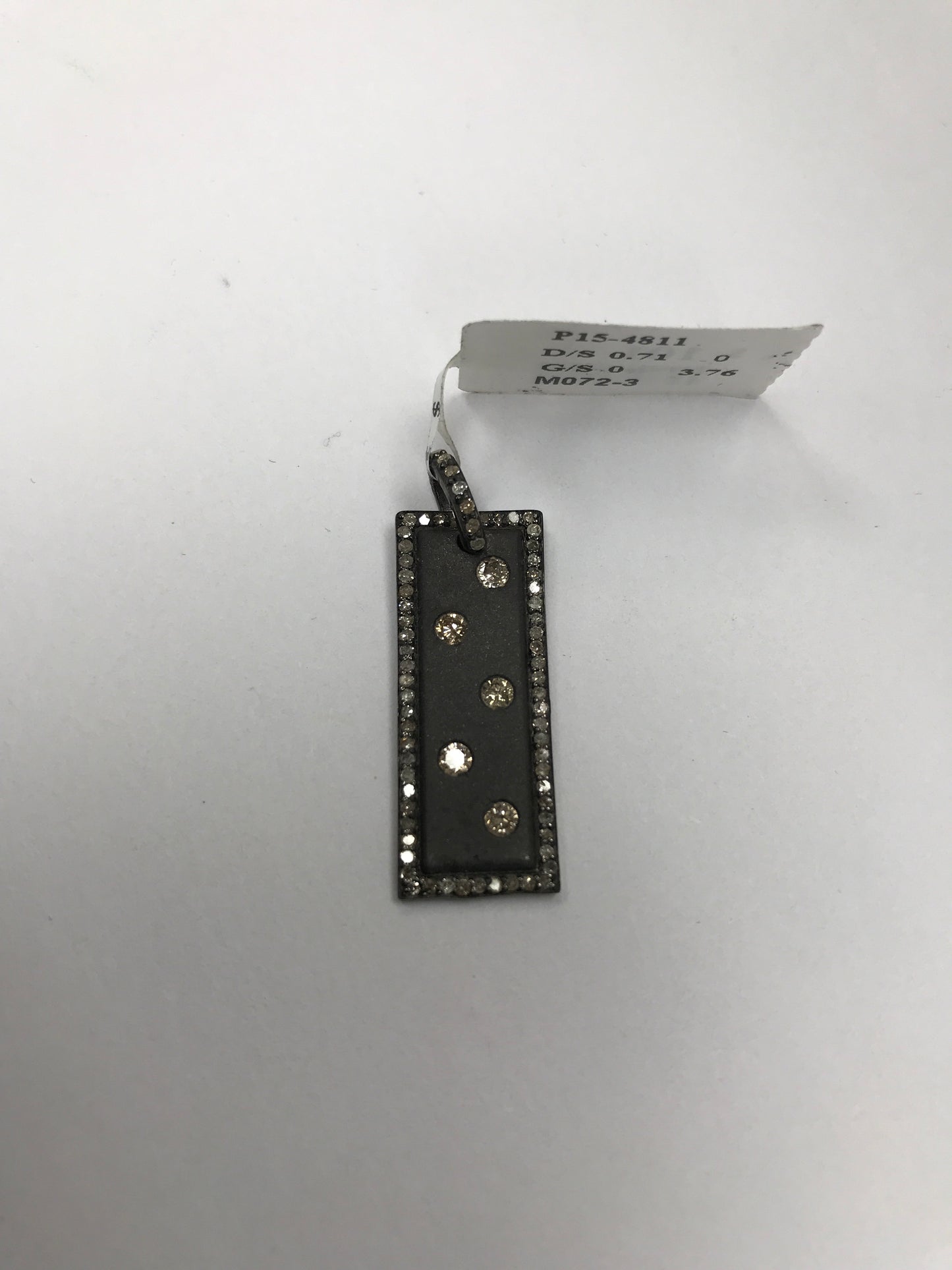 Rectangle Diamond Pendant .925 Oxidized Sterling Silver Diamond Pendant