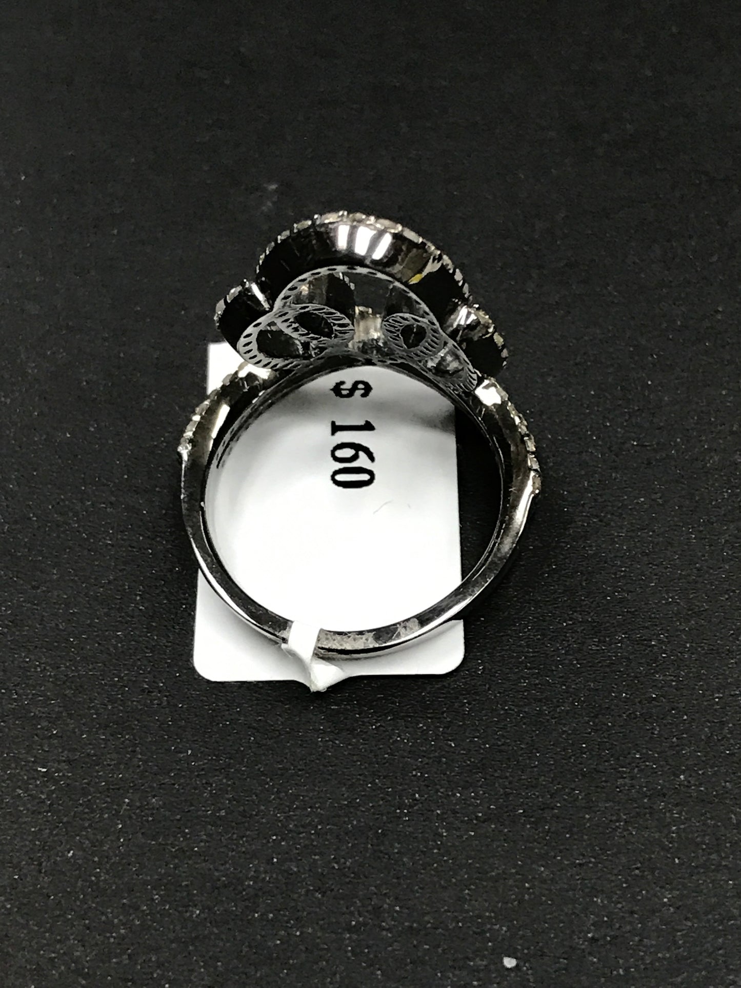 Pave Diamond Ring .925 Oxidized Sterling Silver Diamond Ring, Genuine handmade pave diamond Ring Size Approx 1.0"(25 x 20 mm)