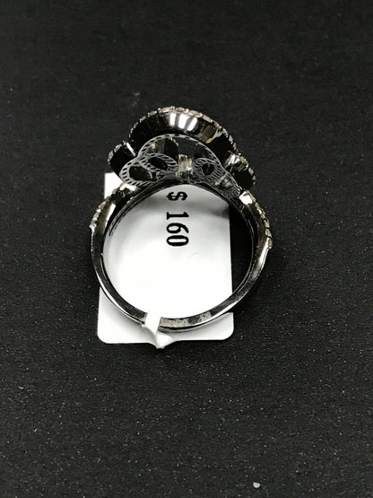 Pave Diamond Ring .925 Oxidized Sterling Silver Diamond Ring, Genuine handmade pave diamond Ring Size Approx 1.0"(25 x 20 mm)