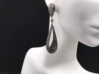 Diamond and Silver Black Rhodium Finish Earrings