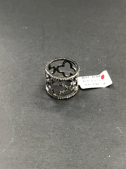 Diamond Silver Black Rhodium Finish Ring