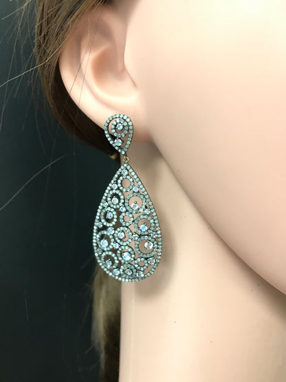 Diamond and Silver White Rainbow Moon Earring