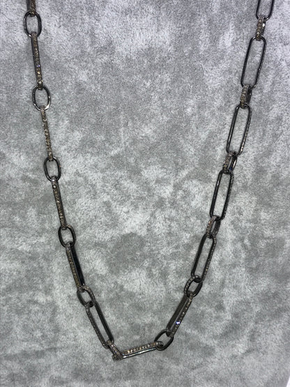 Rectangle Diamond Link Chain Necklace