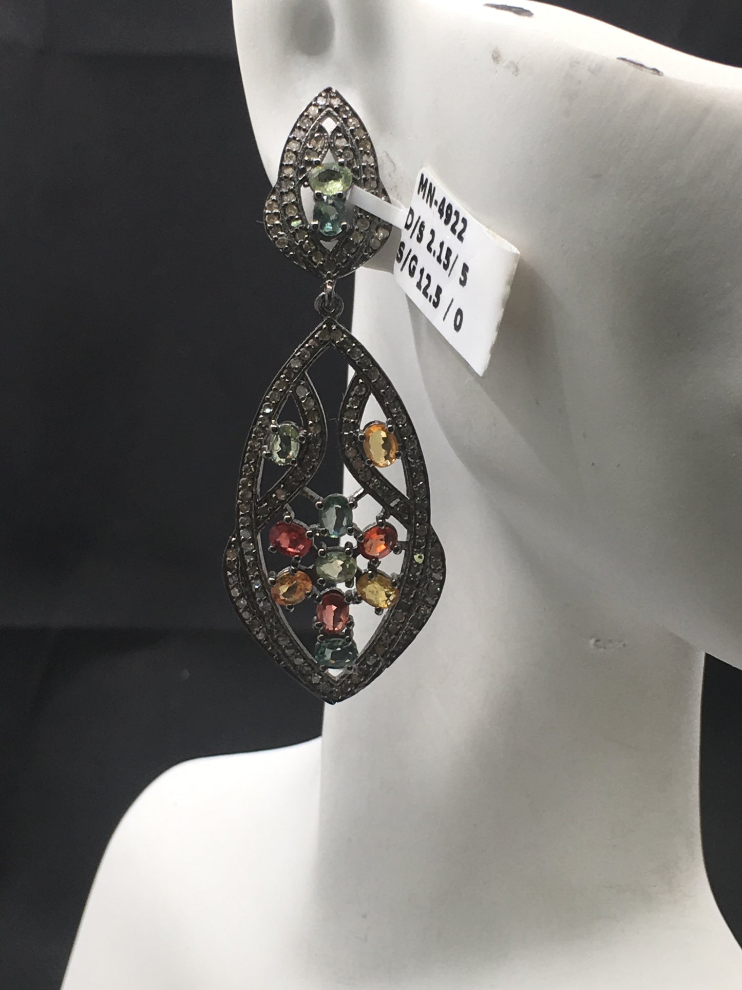 Mutiple Rhodium Diamond Earrings