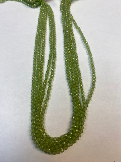 PERIDOT BEADS ROUND FACETED 3-4MM