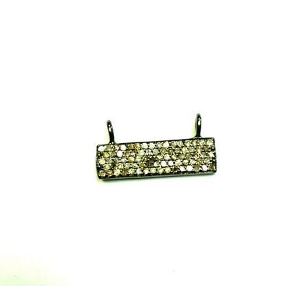 Rectangle Diamond Charms .925 Oxidized Sterling Silver Diamond Charms, Genuine handmade pave diamond Charm Size Approx 0.72"(6 x 18 mm)
