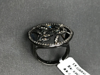 Diamond and Silver Black Rhodium Finish Ring